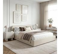 IDIMEX Lit Simple BELARTI 120x190 cm rembourré, Revêtement en Tissu Blanc Crème, Lit Style Moderne pour 1 Personne, Cadre de lit en Bois avec sommier Inclus