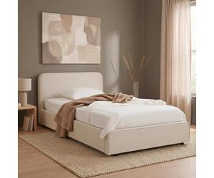 IDIMEX Lit Simple BELARTI 90x190 cm, Revêtement en Tissu, Lit Style Moderne pour 1 Personne, Cadre de lit en Bois avec sommier Inclus, Blanc crème
