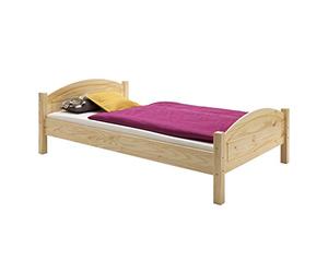 IDIMEX Lit Simple FLIMS 90 x 200 cm lit pour Enfant en pin Massif Vernis Naturel, avec tête et Pied de lit arrondil