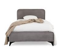 IDIMEX Lit Simple Ravello 90x190 cm, Revêtement en Tissu, Lit Style Moderne pour 1 Personne, Cadre de lit en Bois avec sommier Inclus, Gris