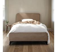 IDIMEX Lit Simple Ravello 90x190 cm, Revêtement en Tissu, Lit Style Moderne pour 1 Personne, Cadre de lit en Bois avec sommier Inclus, Grège