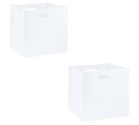 Lot de 2 boites de rangement en feutrine blanc FELT, cube de rangement pliable, ouvert dim 32 x 32 x 32 cm, design moderne Blanc G