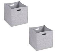 Lot de 2 boites de rangement en feutrine gris FELT, cube de rangement pliable, ouvert dim 32 x 32 x 32 cm, design moderne Gris G