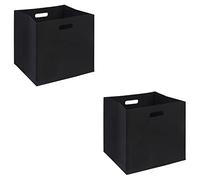 Lot de 2 boites de rangement en feutrine noir FELT, cube de rangement pliable, ouvert dim 32 x 32 x 32 cm, design moderne Noir G