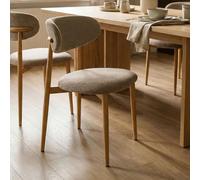 IDIMEX Lot de 2 Chaises Ariel en Tissu Beige, Chaise de Salle à Manger et Cuisine au Look Moderne, Assise Rembourrée, Dossier Enveloppant et Confortable, Pieds en Métal Effet Bois