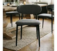 IDIMEX Lot de 2 Chaises Azul en Tissu Gris, Chaise de Salle à Manger et Cuisine au Look Moderne, Assise Rembourrée, Dossier Enveloppant et Confortable, Pieds en Métal Noir