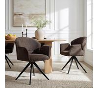 IDIMEX Lot de 2 chaises de salle à manger Girona, gris pierre, rembourrées avec structure en métal aspect araignée, chaise de cuisine avec dossier et accoudoirs arrondis, idéale pour la salle à manger