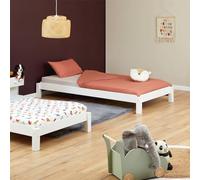 IDIMEX Lot de 2 Lits superposables RINO 80 x 190 cm, Lits Simples 1 Place, Couchage d'appoint, en pin Massif lasuré Blanc