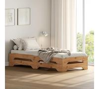 Lot de 2 lits superposables RONNY 90 x 200 cm coloris chêne couchage supplémentaire fonctionnel en pin massif