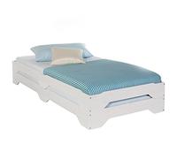 IDIMEX Lot de 2 Lits superposables Ronny 90 x 200 cm Couchage supplémentaire Fonctionnel en pin Massif lasuré Blanc