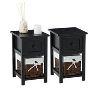 IDIMEX Lot de 2 Tables de Chevet Messina Table de Nuit avec 1 tiroir et 1 Panier, en Bois Noir