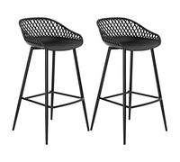 IDIMEX Lot de 2 tabourets de Bar IREK Chaise Haute pour Cuisine ou comptoir au Design Retro avec accoudoirs, en Plastique et métal Noirs, Hauteur d'assise 75 cm