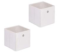 IDIMEX Lot de 2 tiroirs en Tissu Blanc ELA boîte de Rangement Ouverte avec poignée dim 27 x 27 x 27 cm, idéal pour Cube de Rangement bac Pliable pour Linge Jouets vêtements