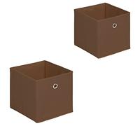 IDIMEX Lot de 2 tiroirs en Tissu Brun ELA boîte de Rangement Ouverte avec poignée dim 27 x27 x 27 cm, idéal pour Cube de Rangement, bac Pliable pour Linge Jouets vêtements