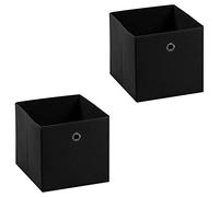 IDIMEX Lot de 2 tiroirs en Tissu Noir ELA boîte de Rangement Ouverte avec poignée dim 27 x 27 x 27 cm, idéal pour Cube de Rangement bac Pliable pour Linge Jouets vêtements