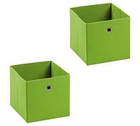 Lot de 2 boites en tissu vert ELA boîte de rangement ouverte avec poignée dim 27 x 27 x 27 cm, pour linge jouets vêtements Vert G