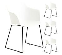 IDIMEX Lot de 4 chaises de Jardin FORO Fauteuil d'extérieur en Plastique Blanc résistant aux UV et Pieds en métal Noir