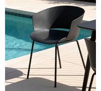 IDIMEX Lot de 4 chaises de Jardin NIVEL Fauteuil d'extérieur en Plastique Noir résistant aux UV et Pieds en métal Noir