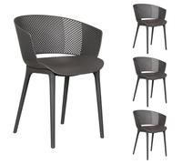 IDIMEX Lot de 4 chaises de Jardin OLINDO en Plastique Gris, Chaise d'extérieur pour terrasse avec Protection Anti-UV
