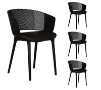 IDIMEX Lot de 4 chaises de Jardin OLINDO Noir, Chaise d'extérieur pour terrasse avec Protection Anti-UV
