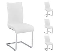 IDIMEX Lot de 4 chaises de Salle à Manger ALADINO piètement chromé revêtement synthétique Blanc
