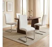 IDIMEX Lot de 4 chaises de Salle à Manger Leticia piètement chromé et revêtement synthétique Blanc