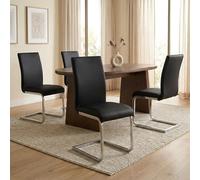 IDIMEX Lot de 4 chaises de Salle à Manger Leticia piètement chromé et revêtement synthétique Noir