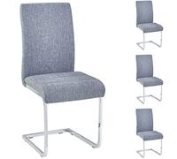 IDIMEX Lot de 4 chaises de Salle à Manger Leticia piètement en métal chromé et revêtement en Tissu Gris