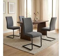 IDIMEX Lot de 4 chaises de Salle à Manger Leticia piètement en métal Noir et revêtement en Tissu Anthracite
