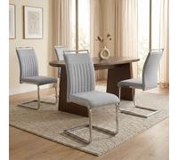 IDIMEX Lot de 4 chaises de Salle à Manger ou Cuisine Erica avec Assise rembourrée Large poignée et piètement chromé, revêtement en Tissu Gris Clair