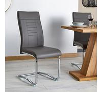 IDIMEX Lot de 4 chaises de Salle à Manger ou Cuisine Loano, Chaise Cantilever avec Assise rembourrée et piètement en métal chromé, Gris foncé