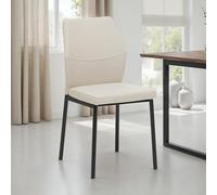 IDIMEX Lot de 4 Chaises de Salle à Manger Vanora en Tissu Beige, Assise et Dossier Rembourrés Confortables, Pieds en Métal, Chaises Cuisine Design Moderne