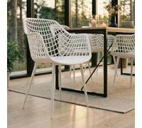Idimex Chaises Lucia - Design rétro, plastique blanc, pieds métal laqué blanc - Lot de 4