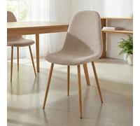 IDIMEX Lot de 4 chaises Punta de Salle à Manger, Assise en Tissu Beige, Design Scandinave pour Table à Manger, Confortable et Stable