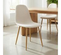 IDIMEX Lot de 4 chaises Punta de Salle à Manger, Assise en Tissu Blanc Crème, Design Scandinave pour Table à Manger, Confortable et Stable