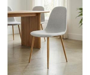 IDIMEX Lot de 4 chaises Punta de Salle à Manger, Assise en Tissu Gris Clair, Design Scandinave pour Table à Manger, Confortable et Stable
