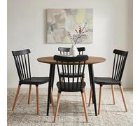 Lot de 4 chaises RAVI de salle à manger design, Noir, Design scandinave avec assise confortable, Pieds en hêtre massif