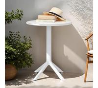 IDIMEX LUZ Table de jardin ronde en polypropylène Blanc Diamètre 60 cm Petite table d'extérieur résistante aux intempéries et robuste Table d'appoint de jardin