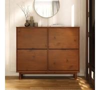 IDIMEX Meuble à chaussures Jonte avec 4 bascules, en bois massif - Finition châtaignier