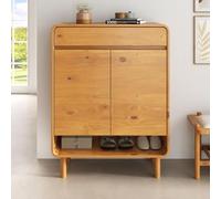 IDIMEX Meuble à Chaussures Juan, en Bois Massif Coloris Chêne, 2 Portes, 1 Tiroir, Rangement Armoire à Chaussures Design pour Entrée, Placard Haut, pour 12 Paires.