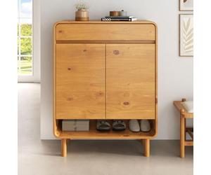 IDIMEX Meuble à Chaussures Juan, en Bois Massif Coloris Chêne, 2 Portes, 1 Tiroir, Rangement Armoire à Chaussures Design pour Entrée, Placard Haut, pour 12 Paires.