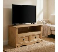 IDIMEX Meuble TV Salsa Banc télévision de 108 cm en Bois Style Mexicain avec 2 tiroirs et 1 Niche, en pin Massif Finition teintée/cirée
