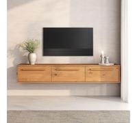 IDIMEX Meuble TV Suspendu TECCA L 180 cm en Bois Massif Coloris Chêne avec 3 Portes, Meuble Télé Mural Design Moderne à Accrocher au Mur