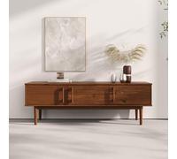 IDIMEX Meuble TV TECCA L 145 cm en Bois Massif Coloris Châtaignier avec 3 Portes, pour Téléviseur jusqu'à 65", Meuble Télé Salon Design Moderne