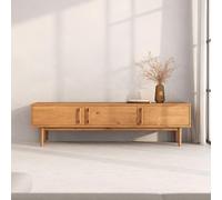 IDIMEX Meuble TV TECCA L 180 cm en Bois Massif Coloris Chêne avec 3 Portes, pour téléviseur jusqu'à 80", Meuble Télé avec Rangement Design Moderne
