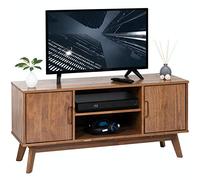 IDIMEX Meuble TV Tivoli Banc télé de 114 cm au Style scandinave Design Vintage Nordique avec 2 Portes et 2 niches, en pin Massif lasuré Brun foncé