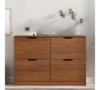IDIMEX Meubles à Chaussures Basil Armoire avec 4 abattants, en Pin Massif, Coloris châtaignier