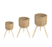 IDIMEX Panier Rangement LANZI en Jacinthe d'eau, Lot de 2, Boîte Rangement Fibre Naturelle avec Poignées, Pliables pour Rangement Salle de Bain, Coloris Naturel, 32 x 32 x 15 cm
