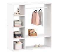 Penderie pour enfant RAFAEL avec étagères en pin massif, portant à vêtements montessori en bois coloris blanc