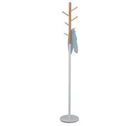 IDIMEX Porte-Manteaux Enrico Portant à vêtements sur Pied en Forme d'arbre avec 6 Crochets sur différentes hauteurs, Bicolore en métal laqué Blanc et Bois